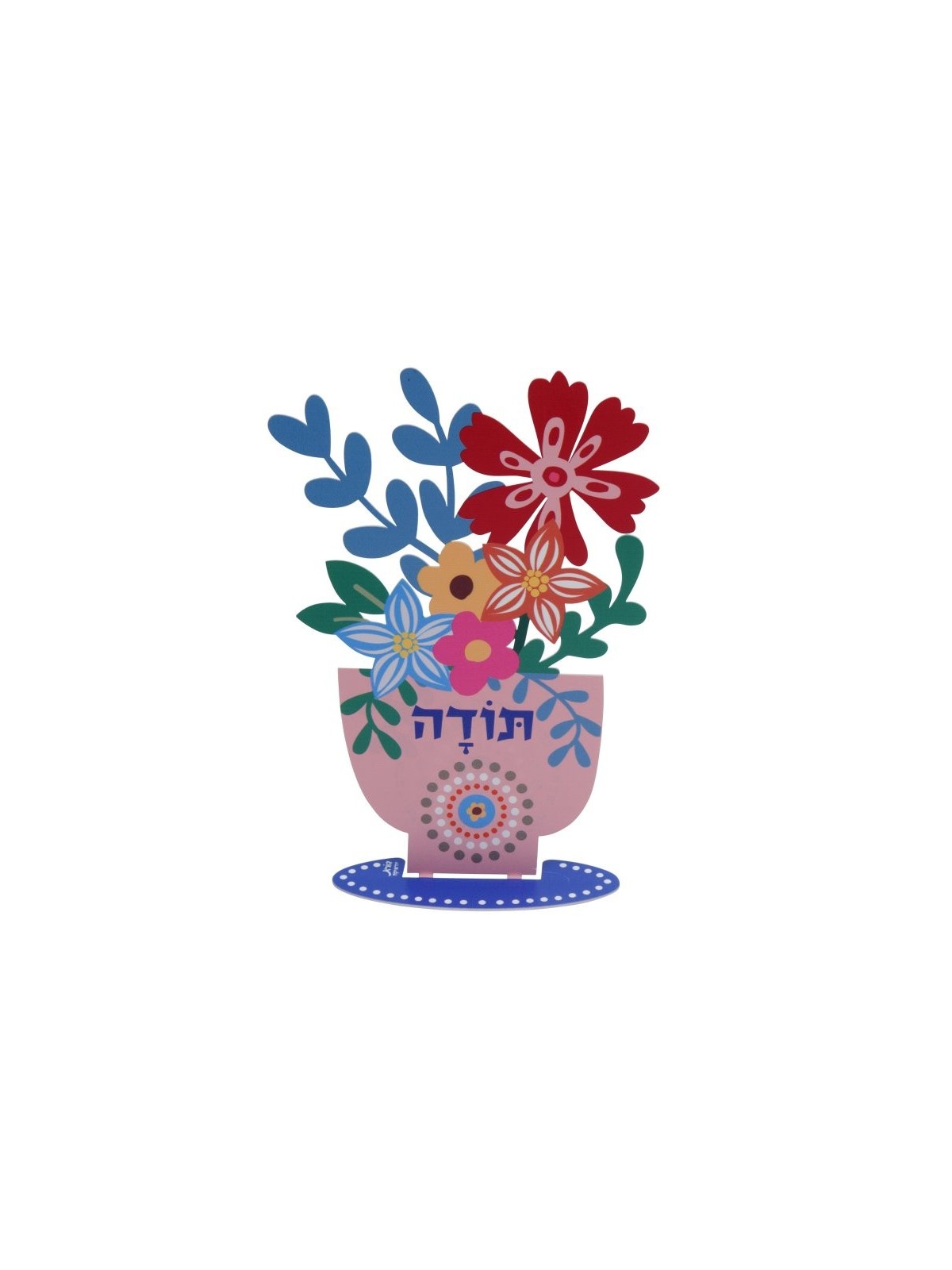 דורית יודאיקה פסל פרחים צבעוני עם ל... | קישוטי שולחן